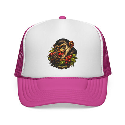Trucker Cap — Retro Chimp Skull Wreath Graphic