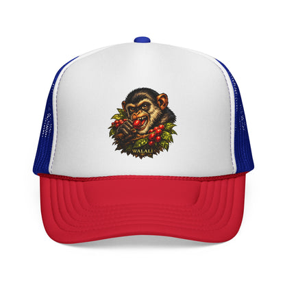 Trucker Cap — Retro Chimp Skull Wreath Graphic