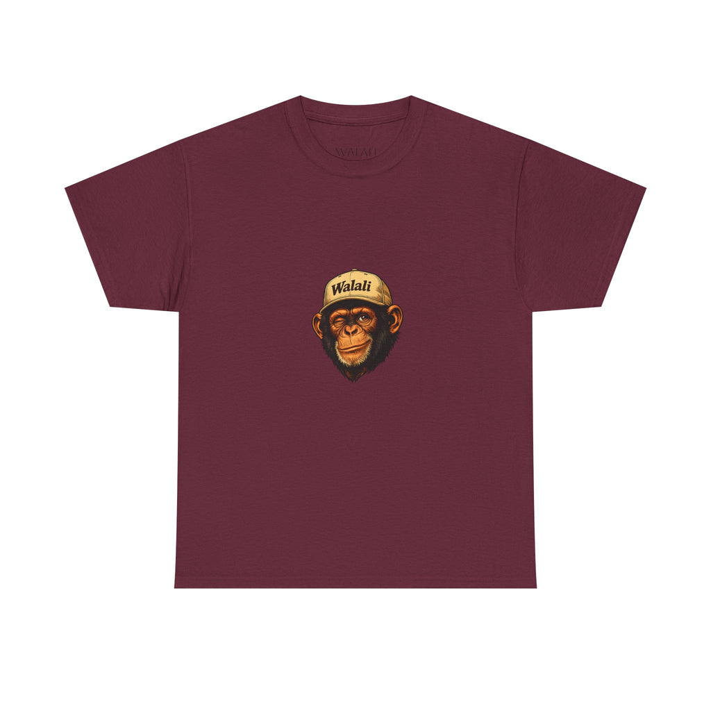 Chimpanzee Patch Tee — Retro Chimp Face Graphic T-Shirt with 'Walnut' Cap