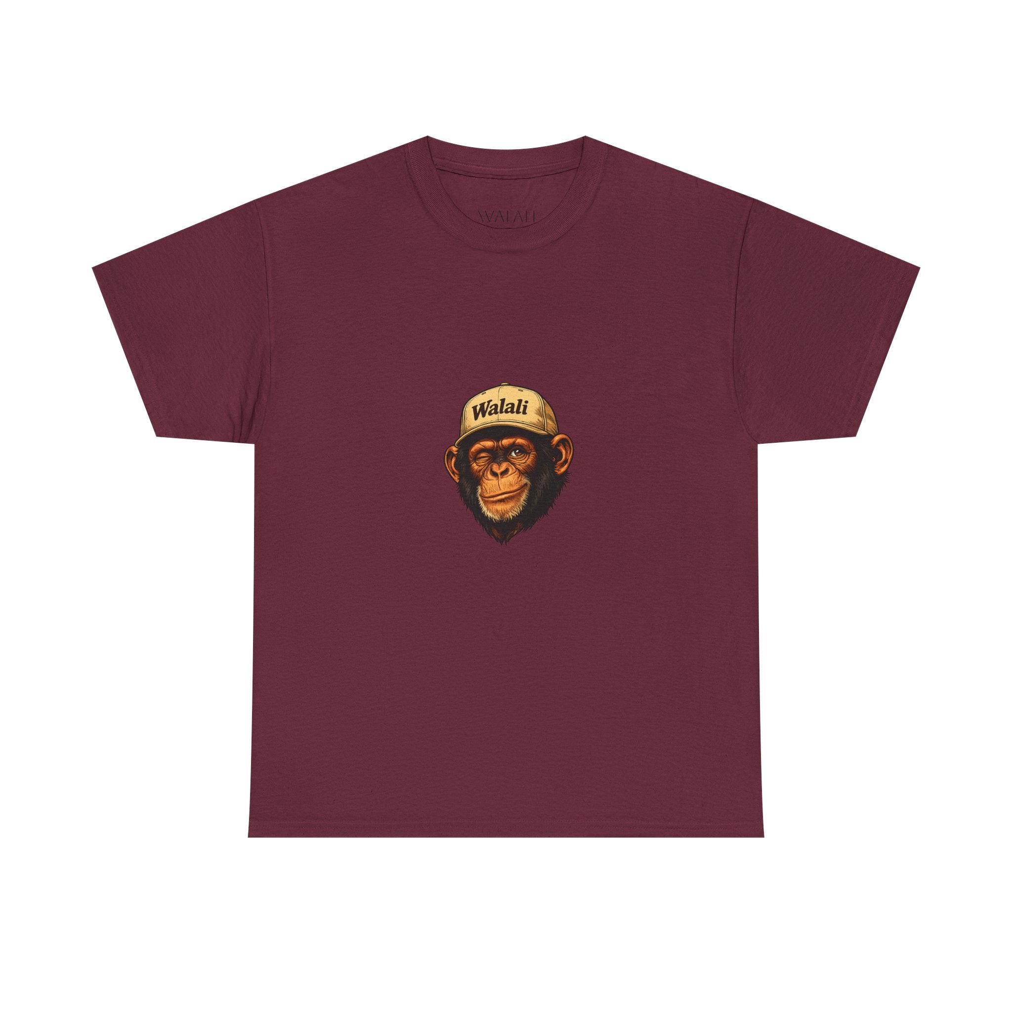 Chimpanzee Patch Tee — Retro Chimp Face Graphic T-Shirt with 'Walnut' Cap