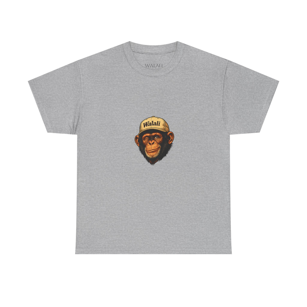 Chimpanzee Patch Tee — Retro Chimp Face Graphic T-Shirt with 'Walnut' Cap