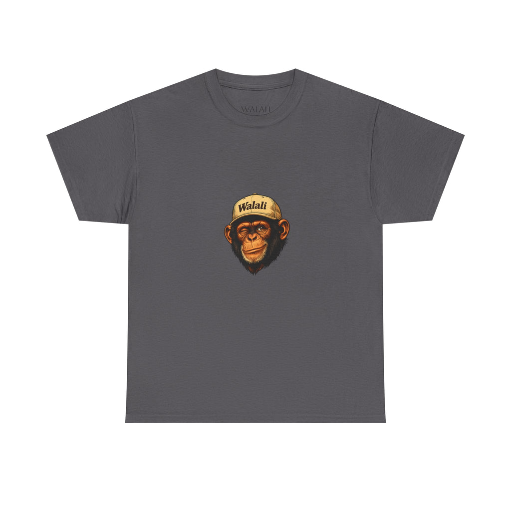 Chimpanzee Patch Tee — Retro Chimp Face Graphic T-Shirt with 'Walnut' Cap