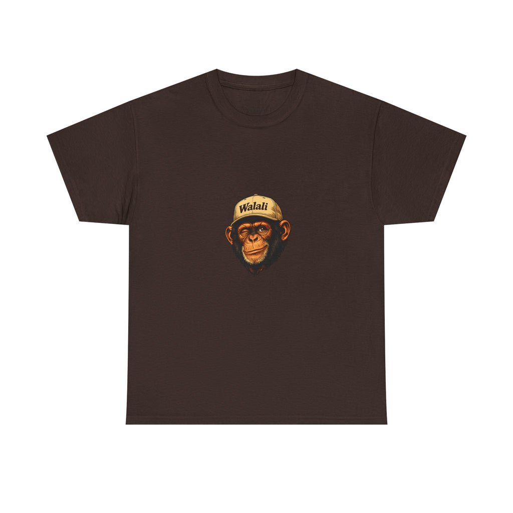 Chimpanzee Patch Tee — Retro Chimp Face Graphic T-Shirt with 'Walnut' Cap
