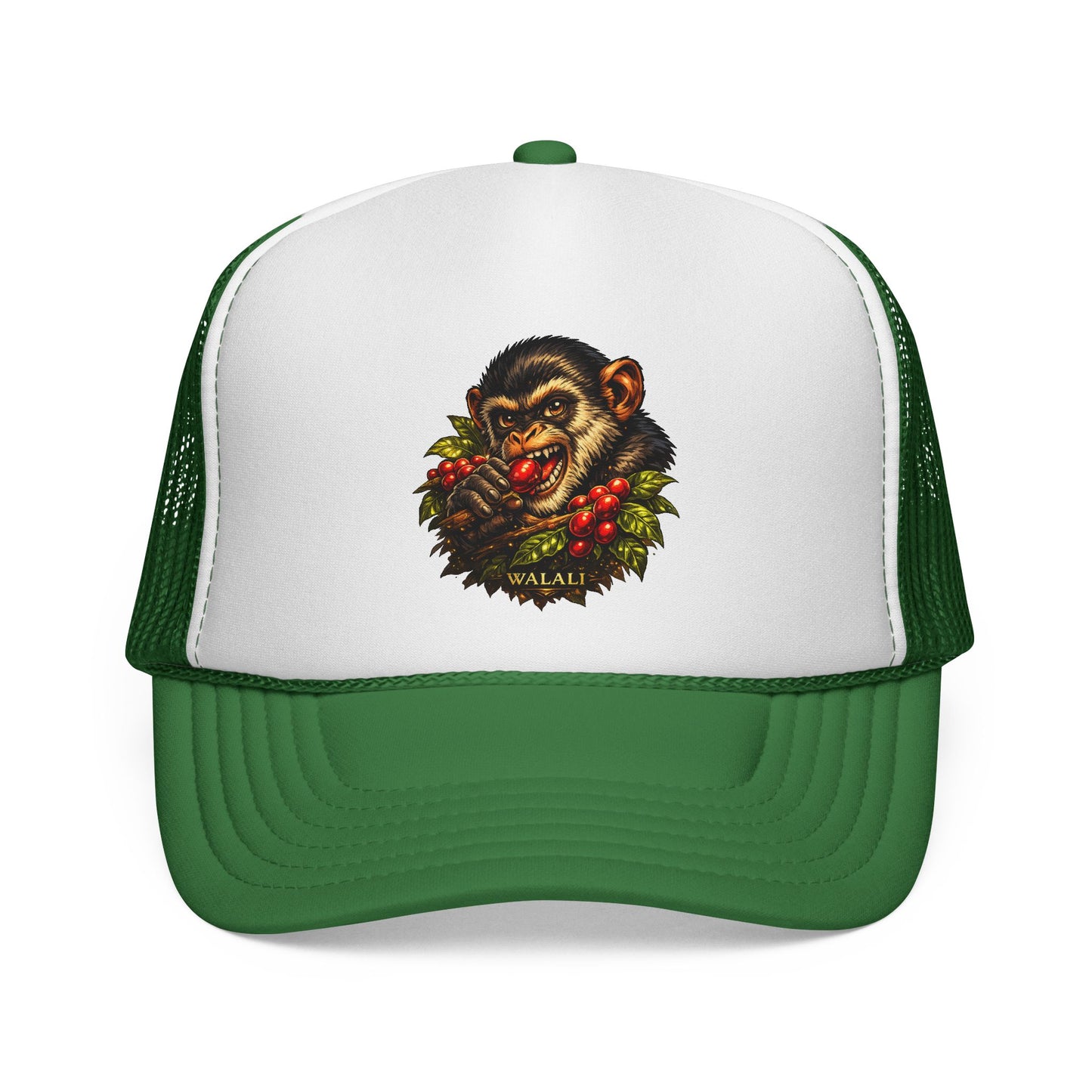 Trucker Cap — Retro Chimp Skull Wreath Graphic