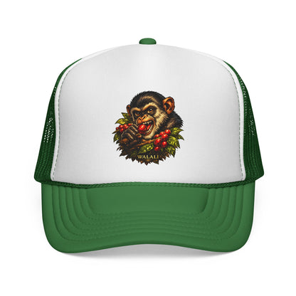 Trucker Cap — Retro Chimp Skull Wreath Graphic