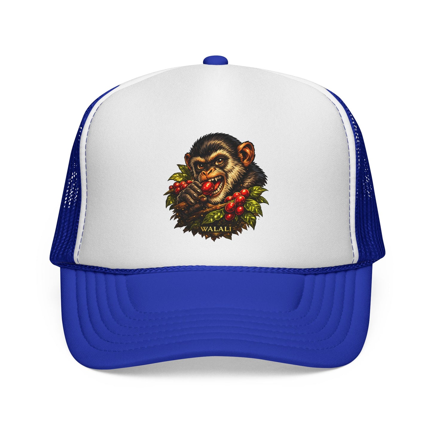 Trucker Cap — Retro Chimp Skull Wreath Graphic