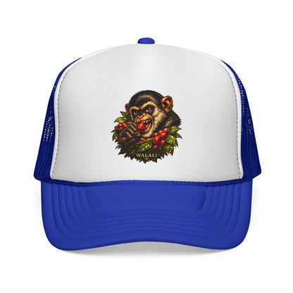 Trucker Cap — Retro Chimp Skull Wreath Graphic