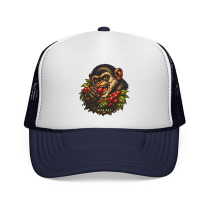 Trucker Cap — Retro Chimp Skull Wreath Graphic
