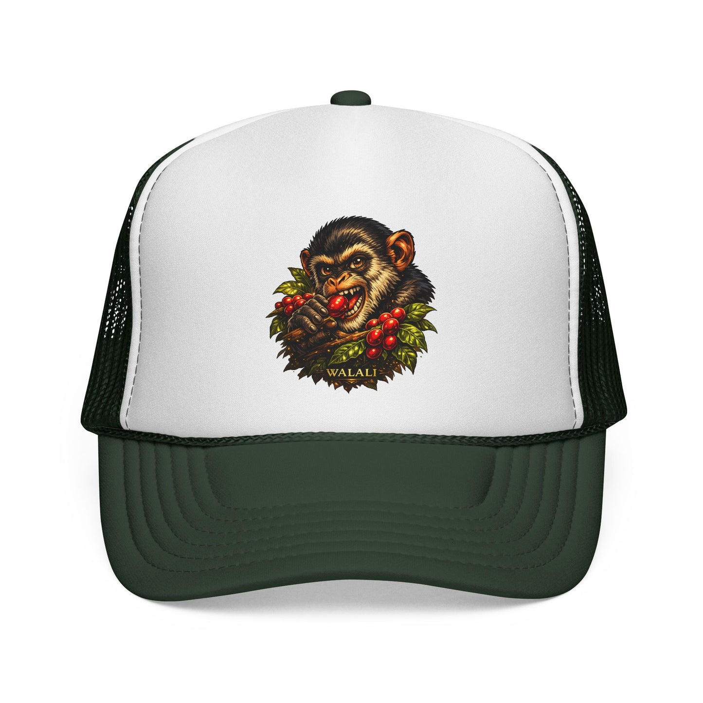 Trucker Cap — Retro Chimp Skull Wreath Graphic