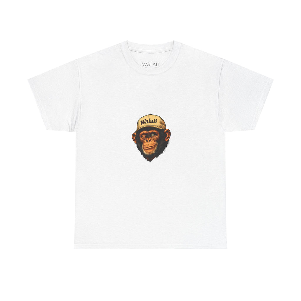 Chimpanzee Patch Tee — Retro Chimp Face Graphic T-Shirt with 'Walnut' Cap