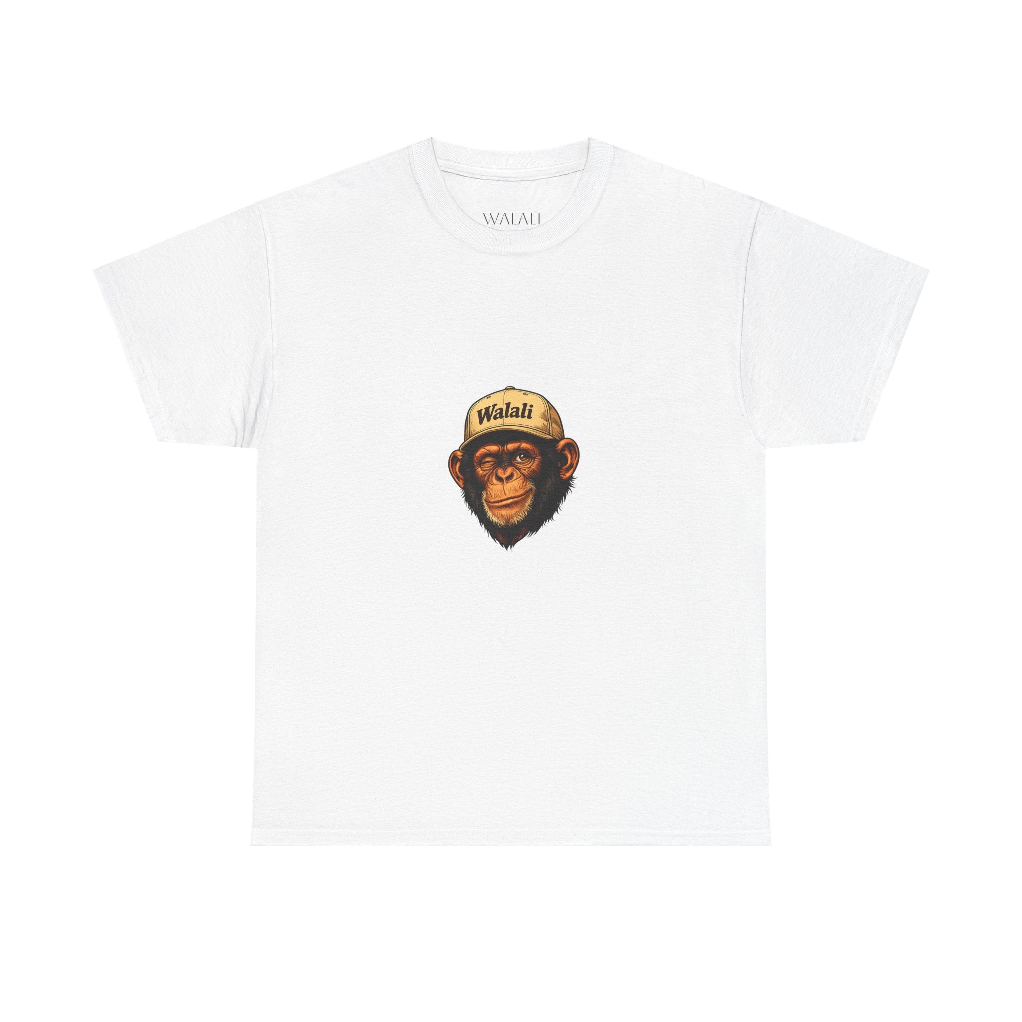 Chimpanzee Patch Tee — Retro Chimp Face Graphic T-Shirt with 'Walnut' Cap