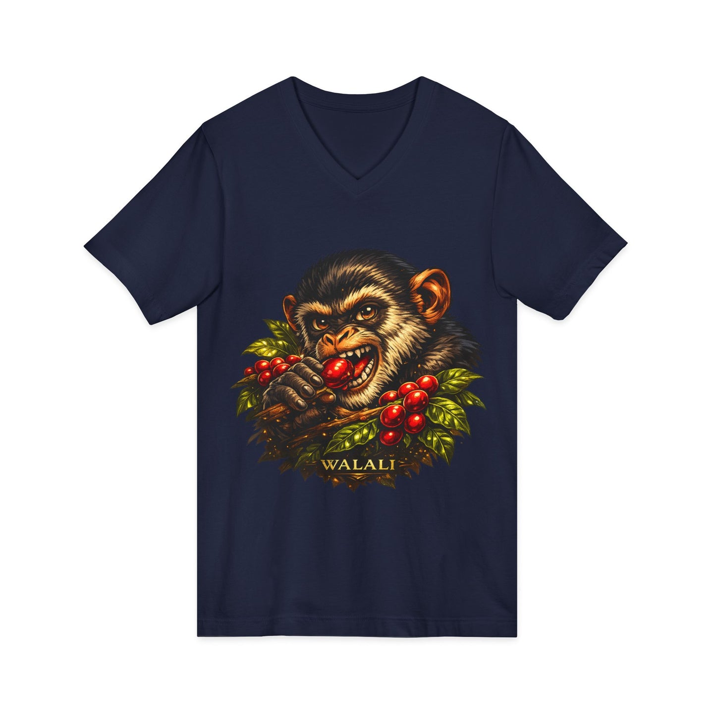 Vintage Chimpanzee Coffee Berry V-Neck Tee