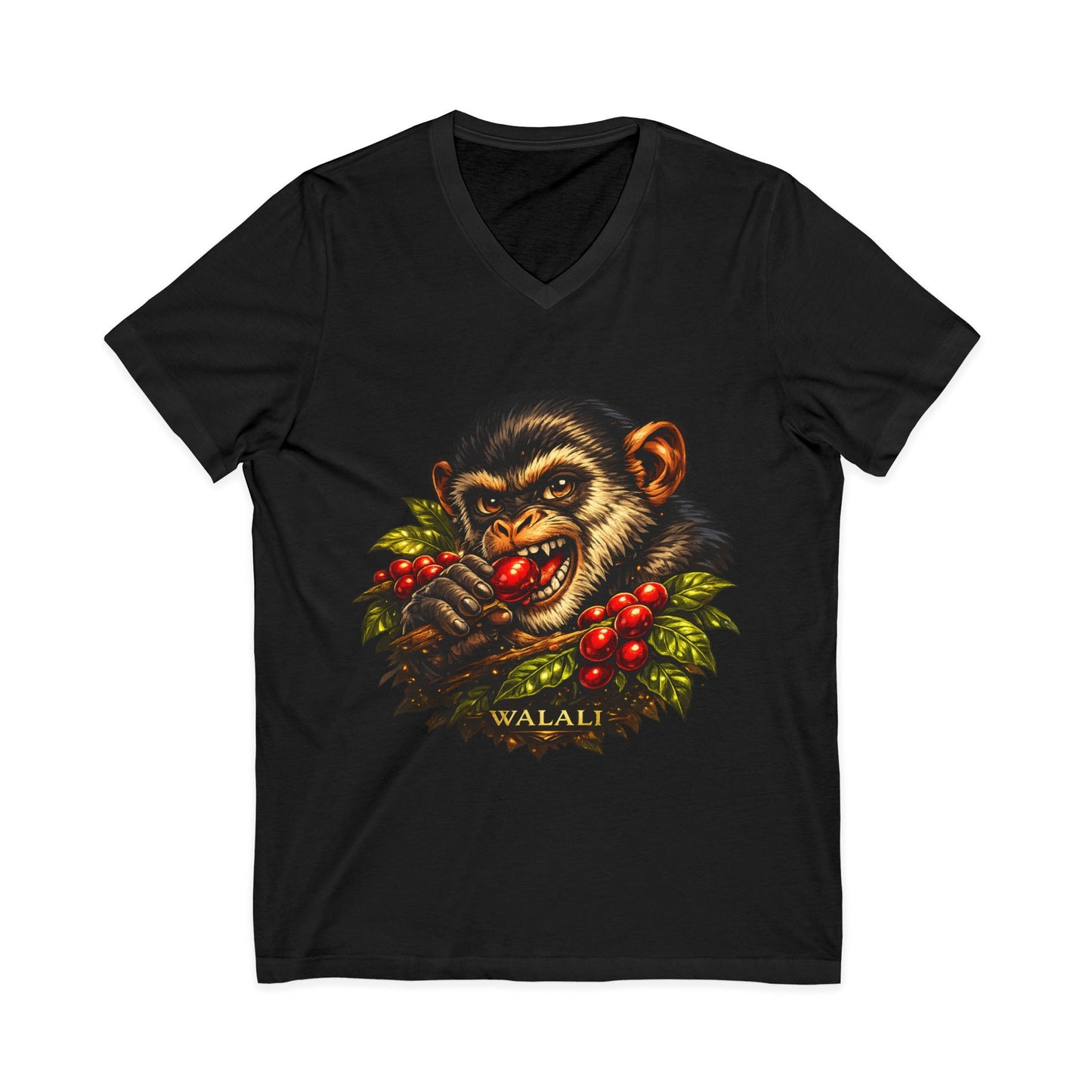Vintage Chimpanzee Coffee Berry V-Neck Tee