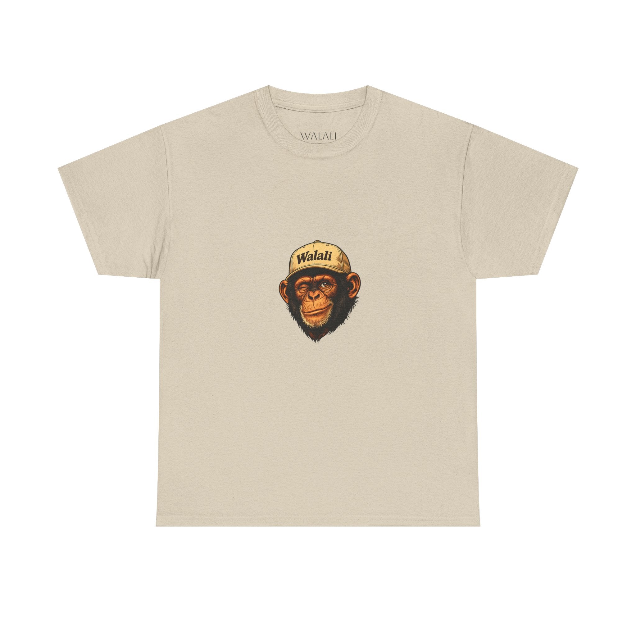 Chimpanzee Patch Tee — Retro Chimp Face Graphic T-Shirt with 'Walnut' Cap