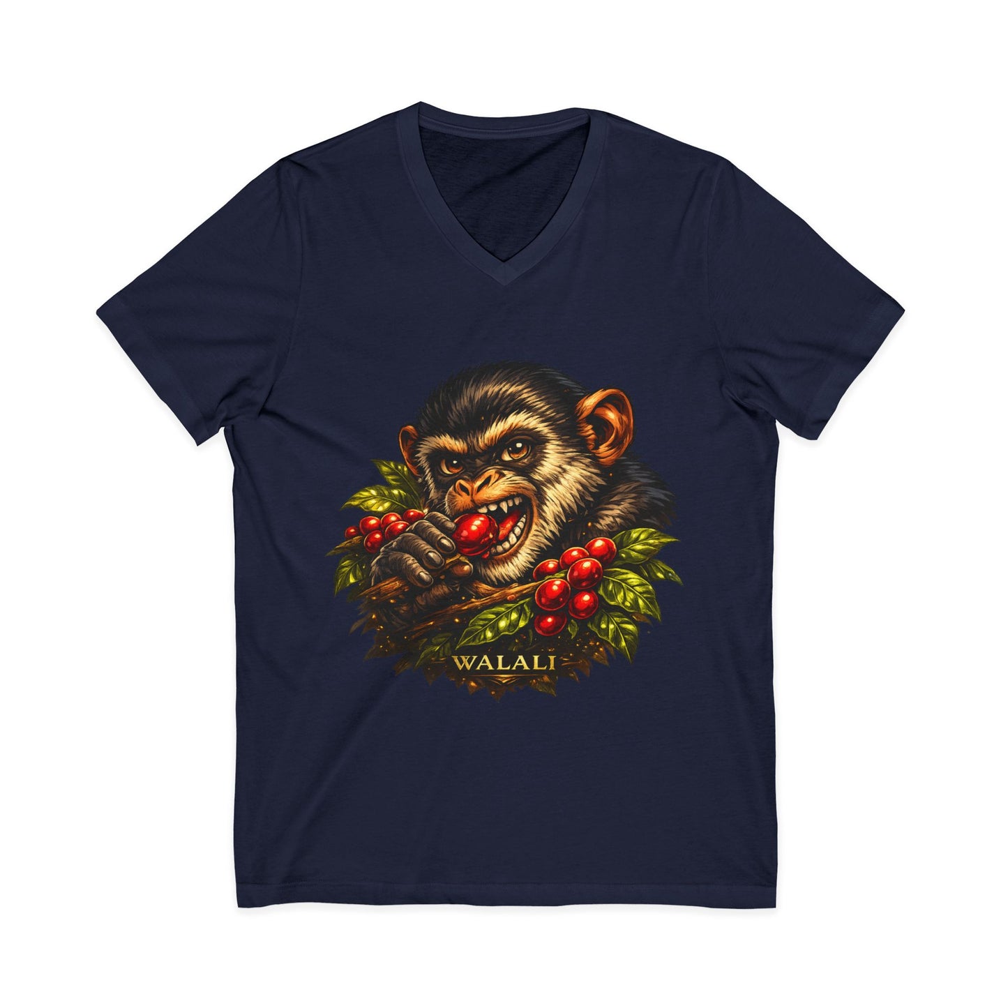 Vintage Chimpanzee Coffee Berry V-Neck Tee